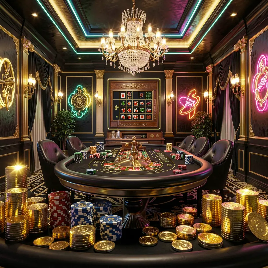66Q online casino hero banner featuring a luxury casino hall with a roulette table, poker chips, golden coins, and glowing neon lights in a premium black and gold atmosphere 66Q online casino hero banner featuring a luxury casino hall with a roulette table, poker chips, golden coins, and glowing neon lights in a premium black and gold atmosphere
